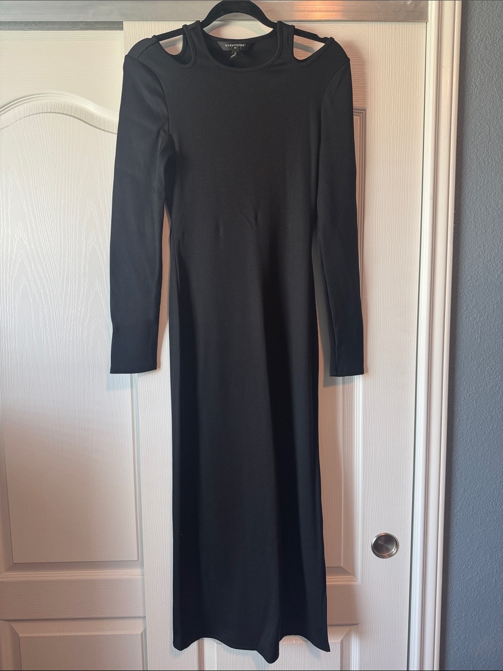 NWT WHBM Long Black Cutout Shoulder Dress